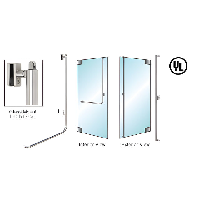CRL-Blumcraft® Brushed Stainless Right Hand Reverse Glass Mount Keyed Access 'F' Exterior, Top Securing Panic Handle for 5/8" Glass