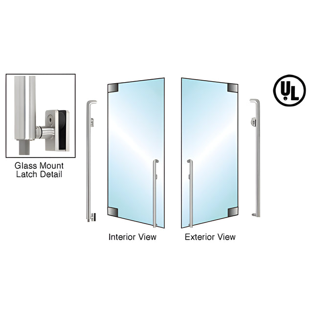 CRL-Blumcraft® Brushed Stainless Right Hand Reverse Glass Mount Keyed Access 'K' Exterior Bottom Securing Deadbolt Handle