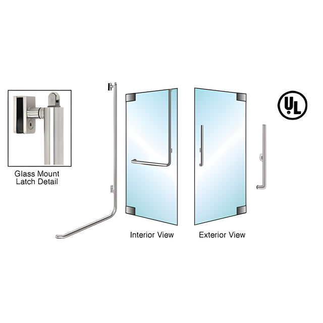 CRL-Blumcraft® Brushed Stainless Right Hand Reverse Glass Mount Keyed Access 'H' Exterior, Top Securing Panic Handle