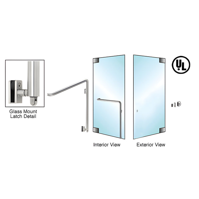 CRL-Blumcraft® Brushed Stainless Right Hand Reverse Glass Mount Keyed Access "Z" Exterior Bottom Securing Panic Handle
