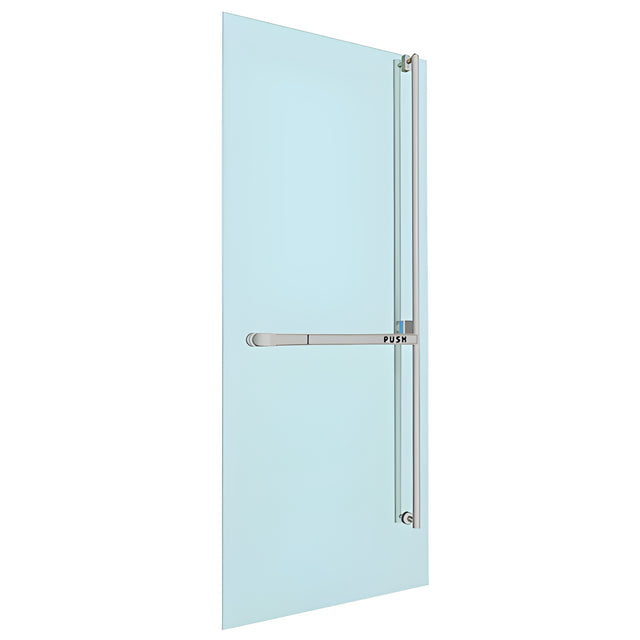 CRL-Blumcraft® Brushed Stainless Right Hand Reverse Glass Mount Keyed Access "FS" Exterior, Top Securing Panic Handle