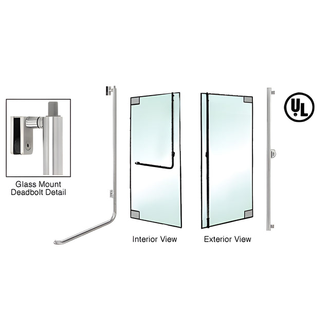 CRL-Blumcraft® Brushed Stainless Right Hand Reverse Glass Mount Keyed Cylinder 'F' Top Securing Deadbolt Exterior Handle