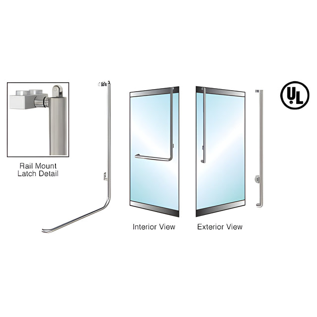 CRL-Blumcraft® Brushed Stainless Right Hand Reverse Low Profile Mount Keyed Access "J" Top Mount Handle