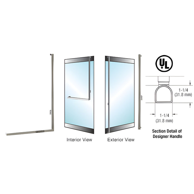 CRL-Blumcraft® Brushed Stainless Right Hand Reverse Rail Mount "F" Designer Dummy Handle