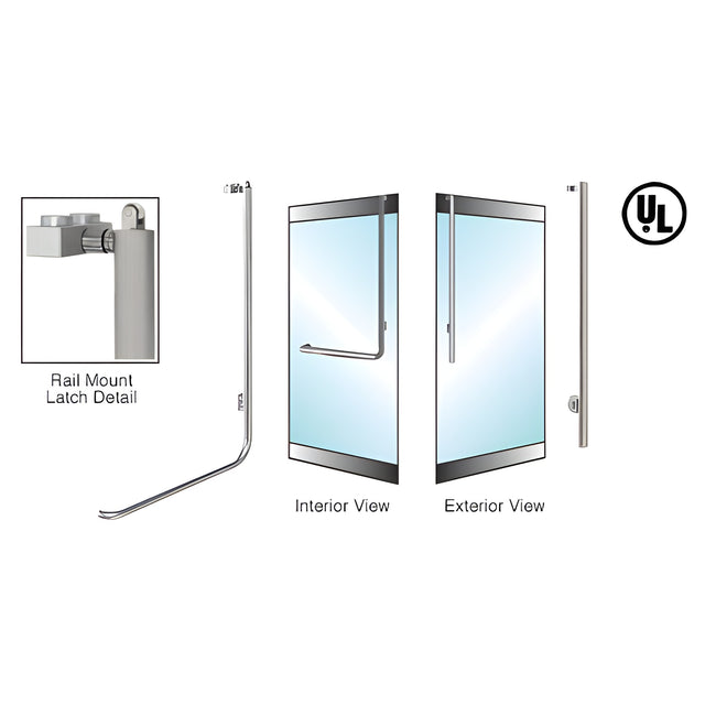 CRL-Blumcraft® Brushed Stainless Right Hand Reverse Rail Mount "JS" Key Access Handle for 5/8" Glass