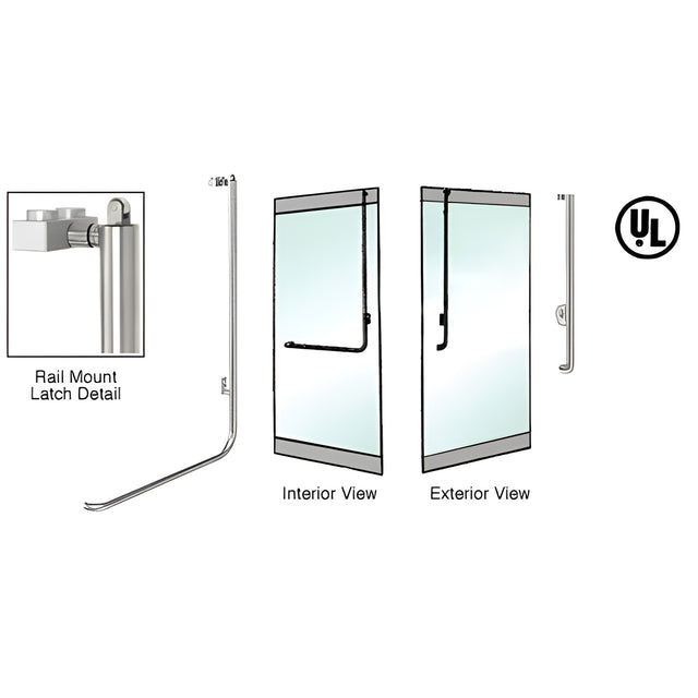 CRL-Blumcraft® Brushed Stainless Right Hand Reverse Rail Mount Keyed Access J-Exterior, Top Securing Panic Handle