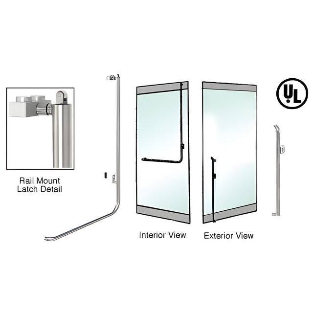 CRL-Blumcraft® Brushed Stainless Right Hand Reverse Rail Mount Keyed Access K-Exterior, Top Securing Panic Handle