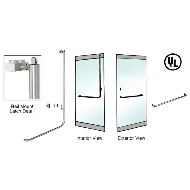 CRL-Blumcraft® Brushed Stainless Right Hand Reverse Rail Mount Keyed Access "A" Exterior, Top Securing Panic Handle