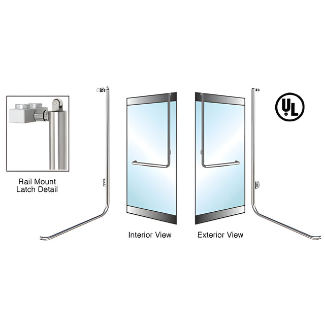CRL-Blumcraft® Brushed Stainless Right Hand Reverse Rail Mount Keyed Access "D" Exterior, Top Securing Panic Handle