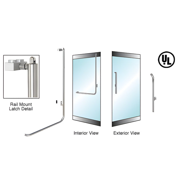 CRL-Blumcraft® Brushed Stainless Right Hand Reverse Rail Mount Keyed Access "G" Exterior, Top Securing Panic Handle