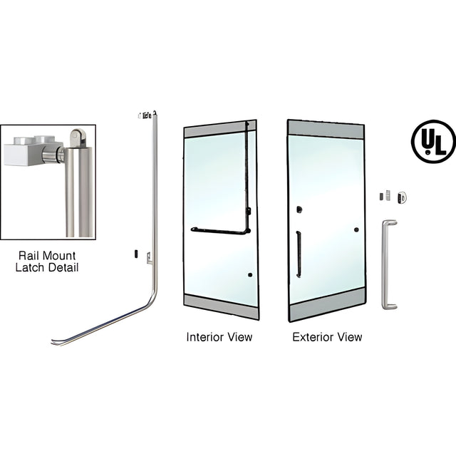 CRL-Blumcraft® Brushed Stainless Right Hand Reverse Rail Mount Keyed Access 'Y' Exterior, Top Securing Panic Handle
