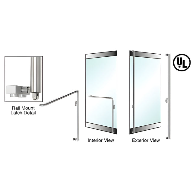 CRL-Blumcraft® Brushed Stainless Right Hand Reverse Rail Mount Keyed Access "F" Exterior Bottom Securing Panic Handle