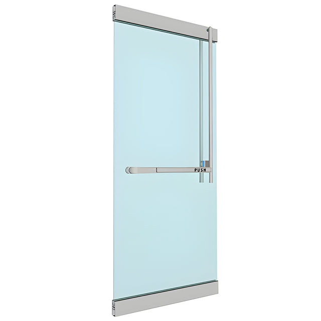 CRL-Blumcraft® Brushed Stainless Right Hand Reverse Rail Mount Keyed Access "JS" Exterior, Top Securing Panic Handle