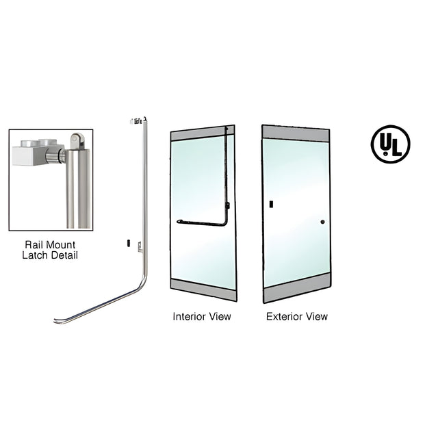 CRL-Blumcraft® Brushed Stainless Right Hand Reverse Rail Mount Retainer Plate "Z" Exterior, Top Securing Panic Handle
