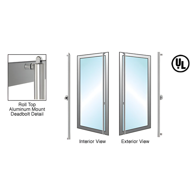 CRL-Blumcraft® Brushed Stainless Right Hand Reverse Roll Top Aluminum Door Mount Cylinder/Thumb "F" Exterior Top Securing Deadbolt Handle