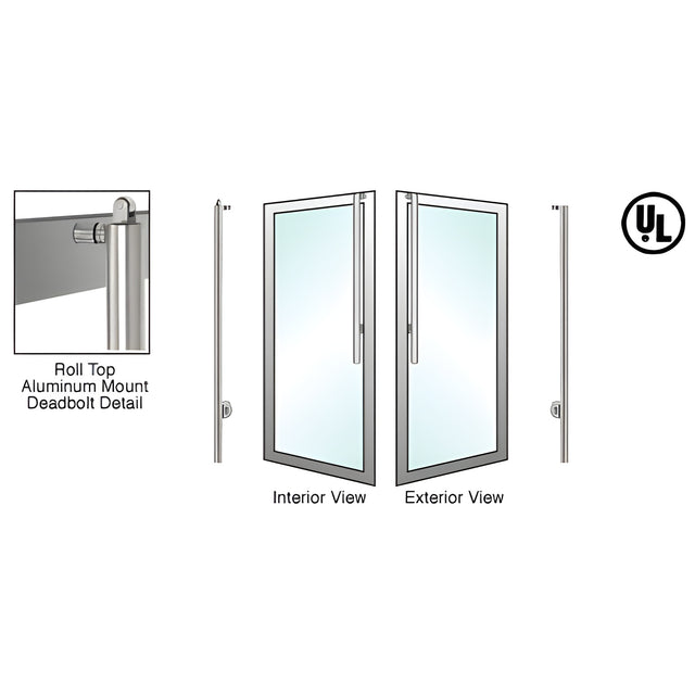 CRL-Blumcraft® Brushed Stainless Right Hand Reverse Roll Top Aluminum Door Mount Cylinder/Cylinder "JS" Exterior Top Securing Deadbolt Handle