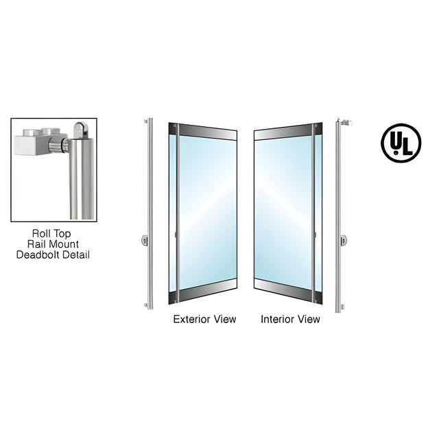 CRL-Blumcraft® Brushed Stainless Right Hand Roll Top Rail Mount Cylinder/Cylinder "F" Exterior Top Securing Deadbolt Handle