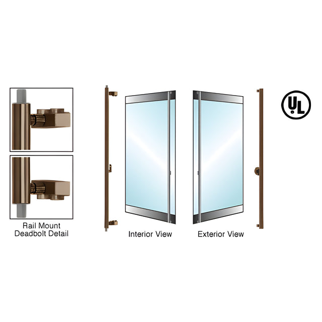 CRL-Blumcraft® Oil Rubbed Bronze Right Hand Reverse Rail Mount 'F' Exterior Top and Bottom Secured Deadbolt Handle