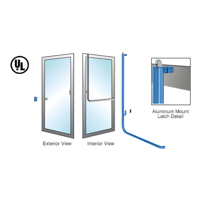 CRL-Blumcraft® Painted Left Hand Reverse Aluminum Door Mount Retainer Plate "Z" Exterior, Top Securing Panic Handle