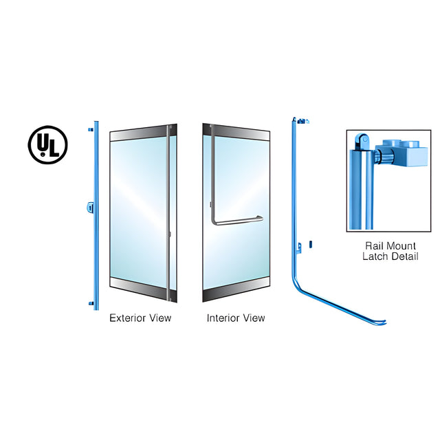 CRL-Blumcraft® Painted Left Hand Reverse Rail Mount Keyed Access 'F' Exterior, Top Securing Panic Handle for 3/4" Glass
