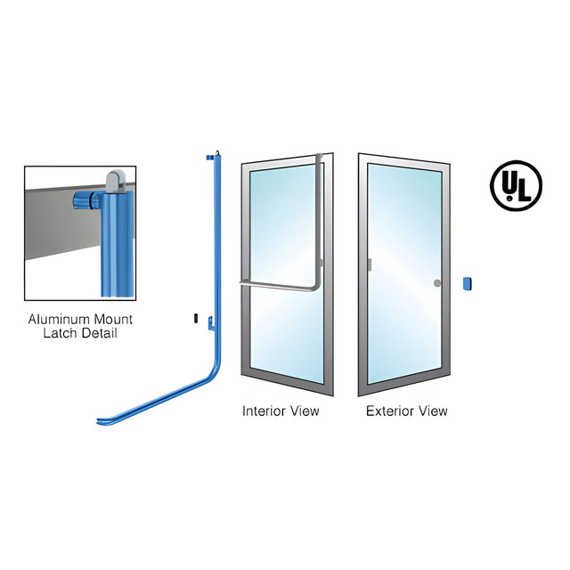 CRL-Blumcraft® Painted Right Hand Reverse Aluminum Door Mount Retainer Plate "Z" Exterior, Top Securing Panic Handle