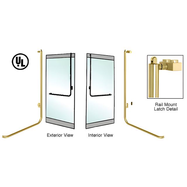 CRL-Blumcraft® Polished Brass Left Hand Reverse Rail Mount Keyed Access "D" Exterior, Top Securing Panic Handle