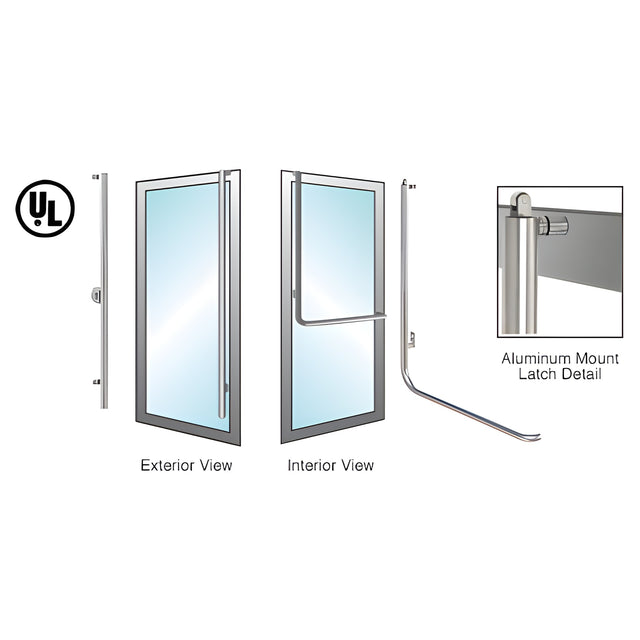 CRL-Blumcraft® Polished Stainless Left Hand Reverse Aluminum Door Mount Keyed Access "FS" Exterior, Top Securing Panic Handle