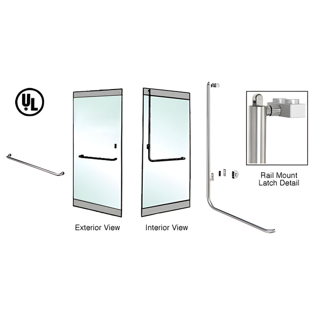 CRL-Blumcraft® Polished Stainless Left Hand Reverse Rail Mount Keyed Access "A" Exterior, Top Securing Panic Handle