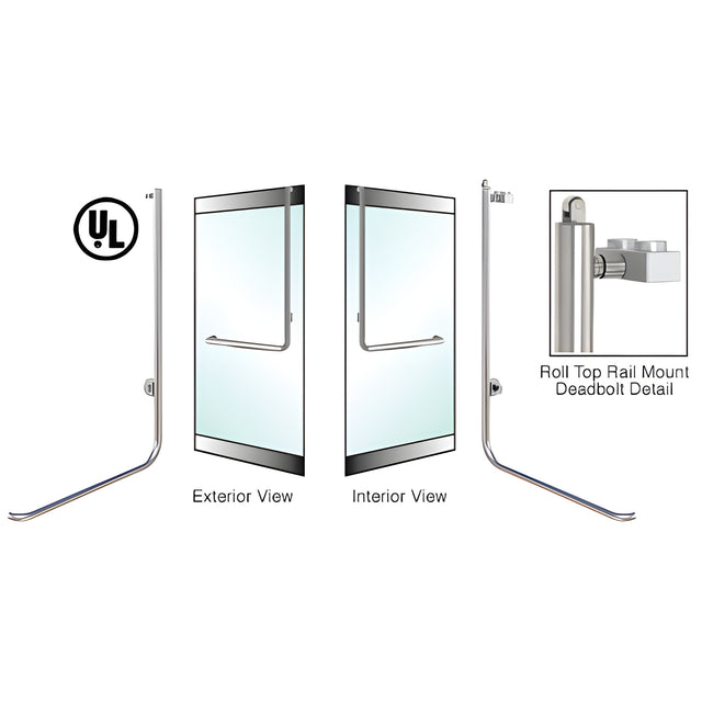 CRL-Blumcraft® Polished Stainless Left Hand Reverse Roll Top Rail Mount Cylinder/Cylinder "D" Exterior Top Securing Deadbolt Handle