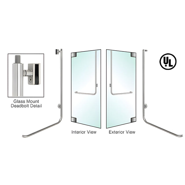 CRL-Blumcraft® Polished Stainless Right Hand Double Acting Glass Mount Keyed Access "D" Exterior Top Securing Deadbolt Handle