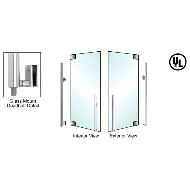 CRL-Blumcraft® Polished Stainless Right Hand Reverse Glass Mount Cylinder Outside, Thumbturn Inside 'KS' Exterior Bottom Securing Deadbolt Handle
