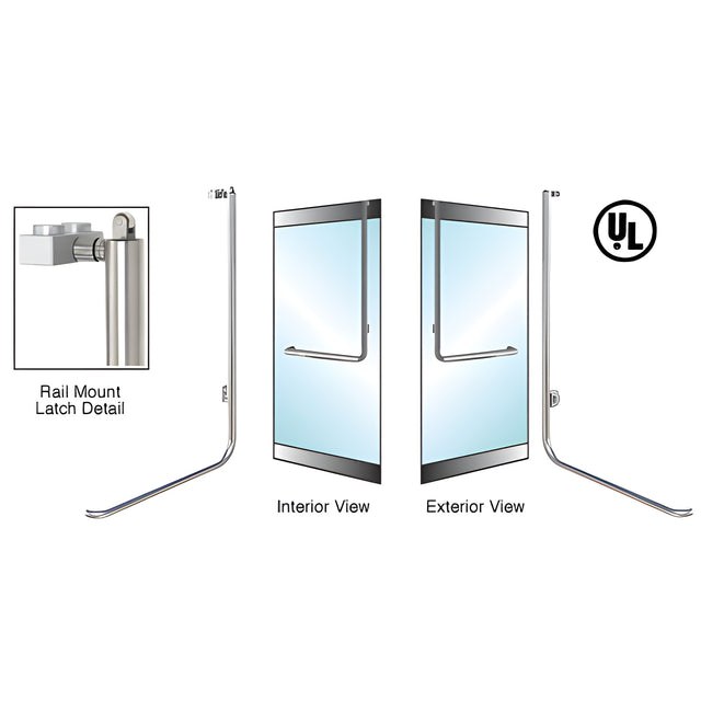CRL-Blumcraft® Polished Stainless Right Hand Reverse Rail Mount Keyed Access "D" Exterior, Top Securing Panic Handle for 5/8" Glass