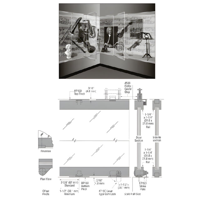 CRL-Blumcraft® Satin Anodized 1301 Series Display Case Door - 1/2" Tempered Glass