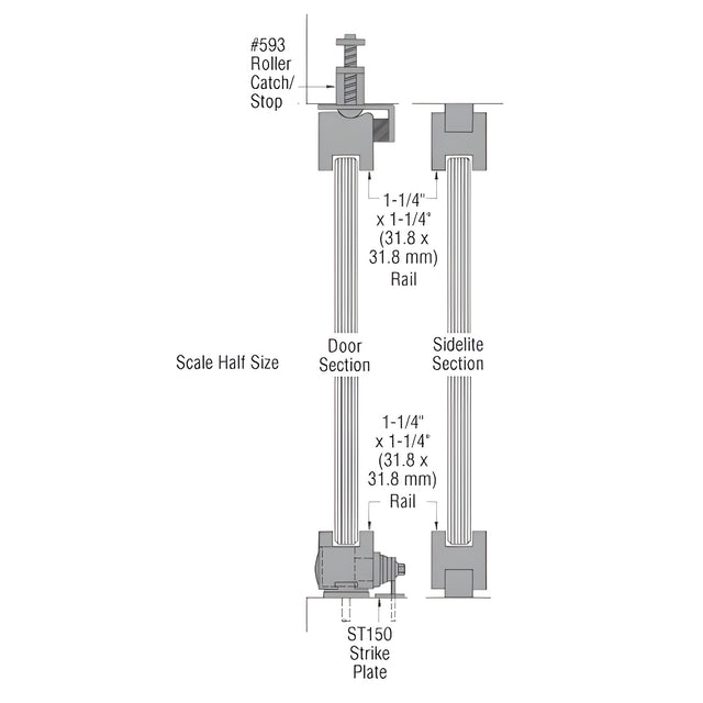 CRL-Blumcraft® Satin Anodized Sidelite Tempered L & D - 1/2" Glass