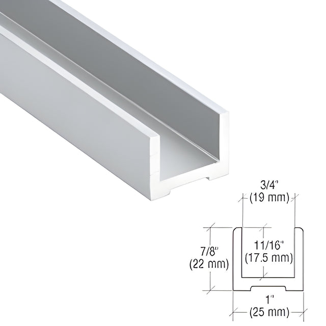 CRL-Blumcraft® Satin Anodized Wet Glaze U-Channel for 1/2" (12 mm) Glass 240"