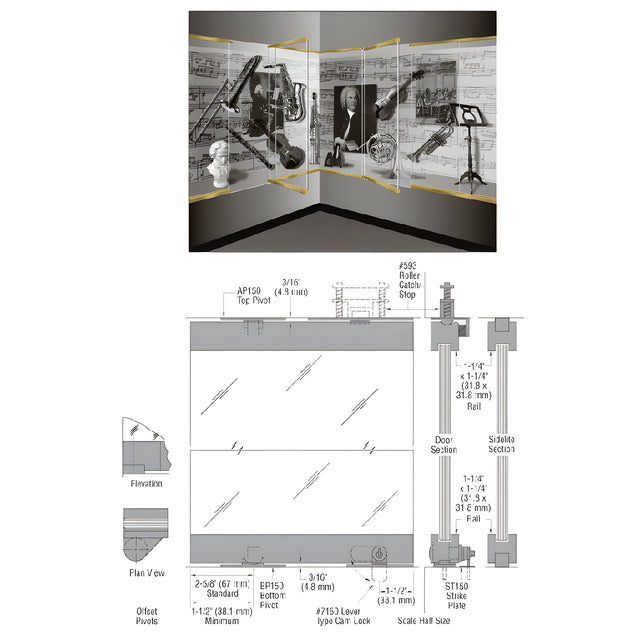 CRL-Blumcraft® Satin Brass 1301 Series Display Case Door - 3/8" Tempered Glass
