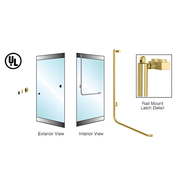 CRL-Blumcraft® Satin Brass Left Hand Reverse Rail Mount Keyed Access "Z" Exterior Top Securing Panic Handle