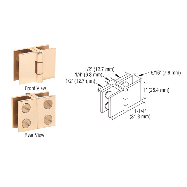 CRL Brass 1" Glass-to-Glass Out-Swing Set-Screw Hinge