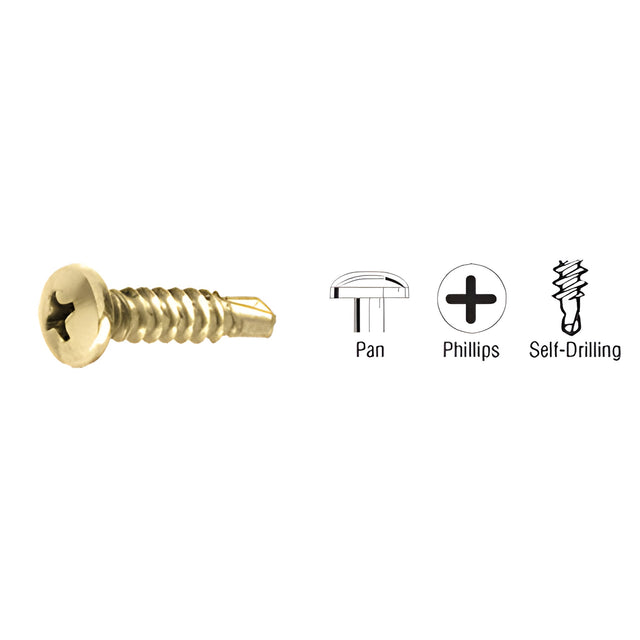 CRL Brass 8-18 x 3/4" Self-Drilling Pan Head Phillips Screws
