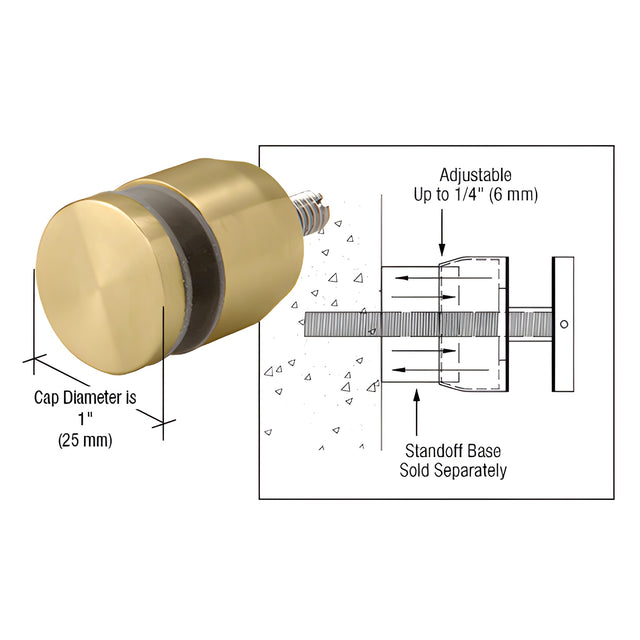 CRL Brass Adjustable Height Standoff Cap for 3/4" Base