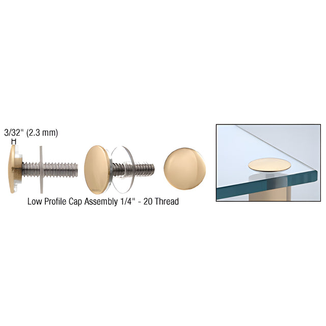 CRL Brass Low Profile Cap Assembly for 3/4" Standoff Bases