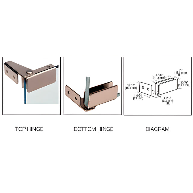 CRL Brass Recess Mount Glass Door Hinge