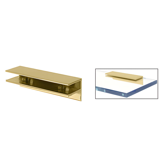 CRL Brass Rectangular Interior Shower Shelf Clamp with Support Leg