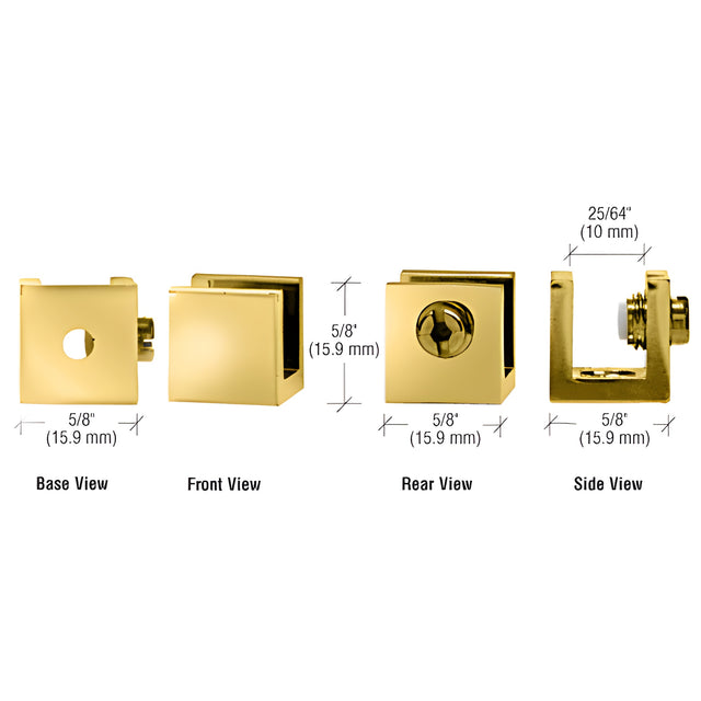 CRL Brass Small Set Screw Clamp for 1/4" to 5/16" Glass - 10/Pk