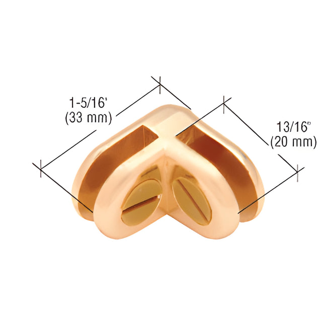 CRL Brass Two-Way 90 Degree Display Connector