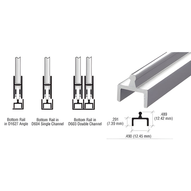 CRL Brite Anodized Aluminum Single Bottom Rail