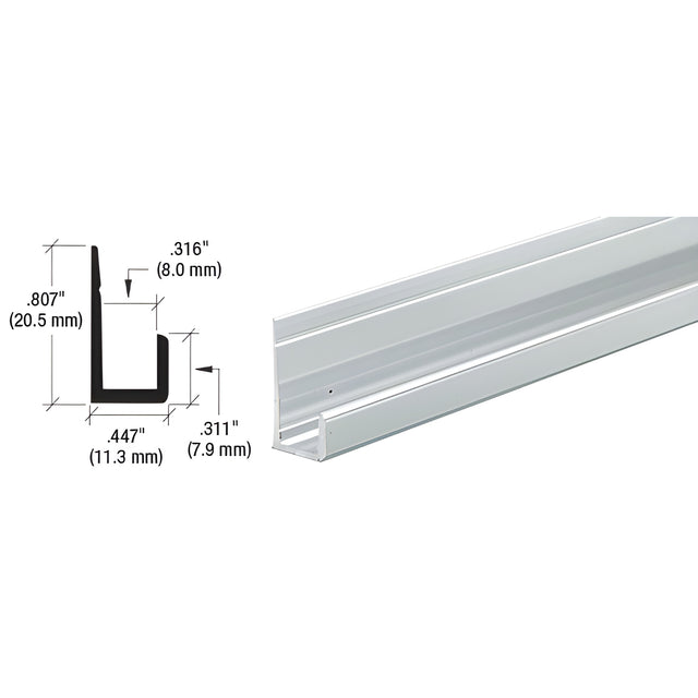CRL Brite Anodized Canadian Style 1/4" Standard Bottom "J" Channel