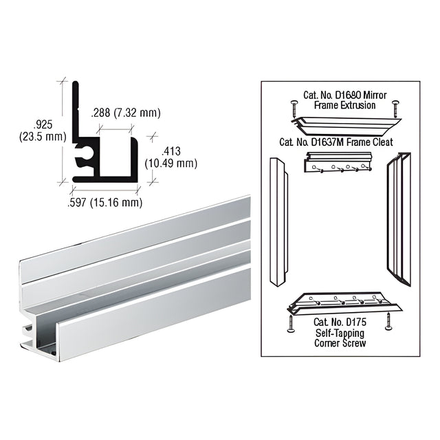CRL Brite Anodized "Make It Yourself" Mirror Frame Extrusion