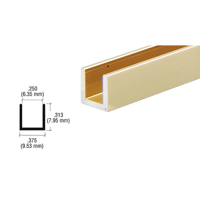 CRL Brite Gold Anodized 1/4" Aluminum U-Channel