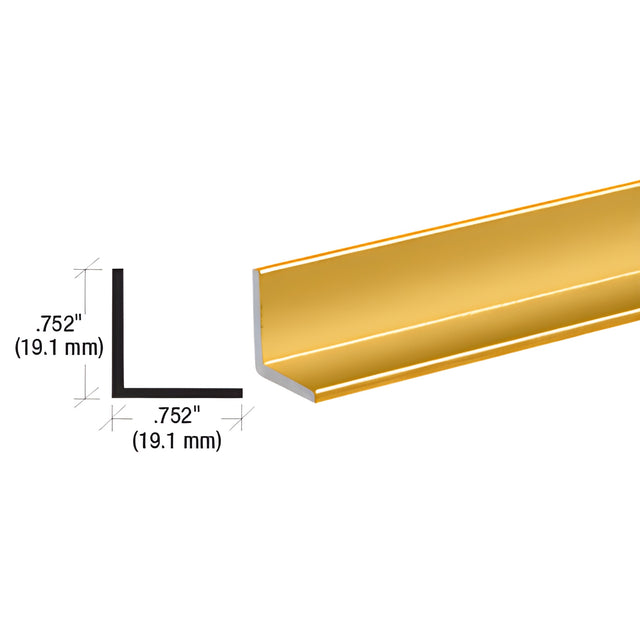 CRL Brite Gold Anodized 3/4" Aluminum Angle Extrusion